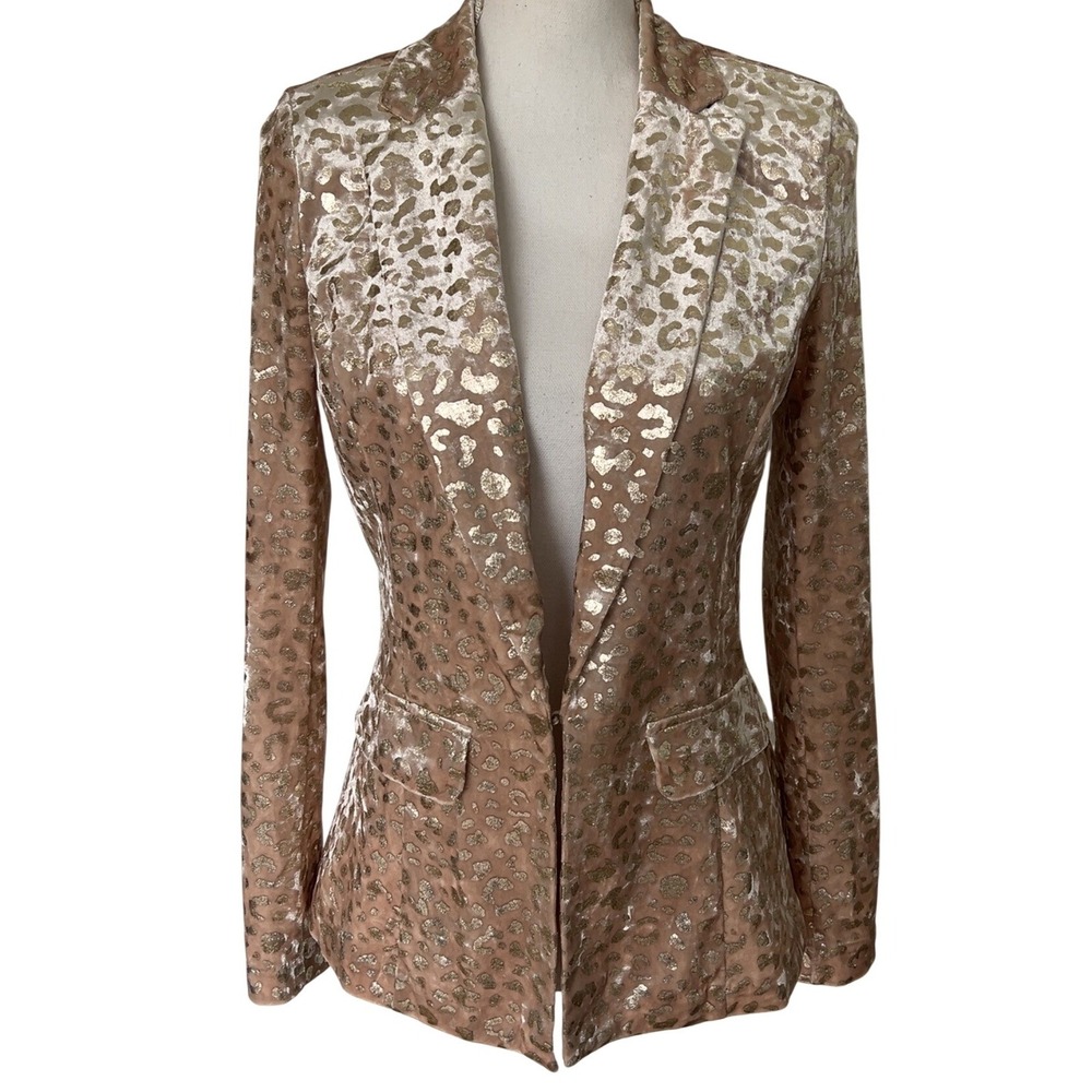 525 America Gold Shiny Textured Animal Print Blazer SZ: XS